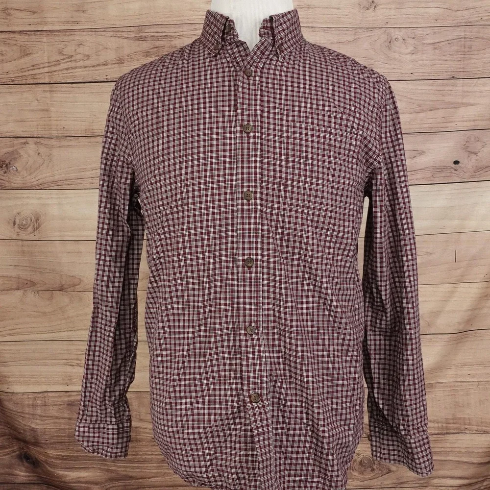 Banana Republic Shirt Mens M Red Check Long Sleeve Button-Up Slim Fit Cotton